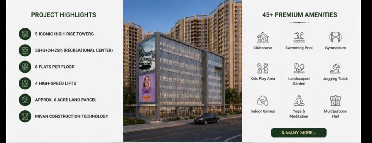 premium 2 & 3 BHK flats at Shaligram Codename Green Stone, Charholi. High-rise towers, 45+ amenities, MIVAN construction. Starting ₹76 Lakhs. Call Now!